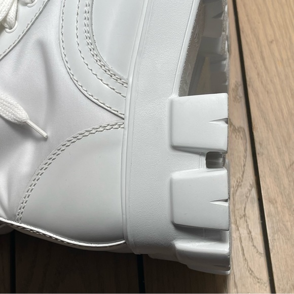 Prada Monolith Mini Bag Lug Sole Combat Boot SZ 9 US Mens Logo Pouch Ankle Black - Picture 8 of 14